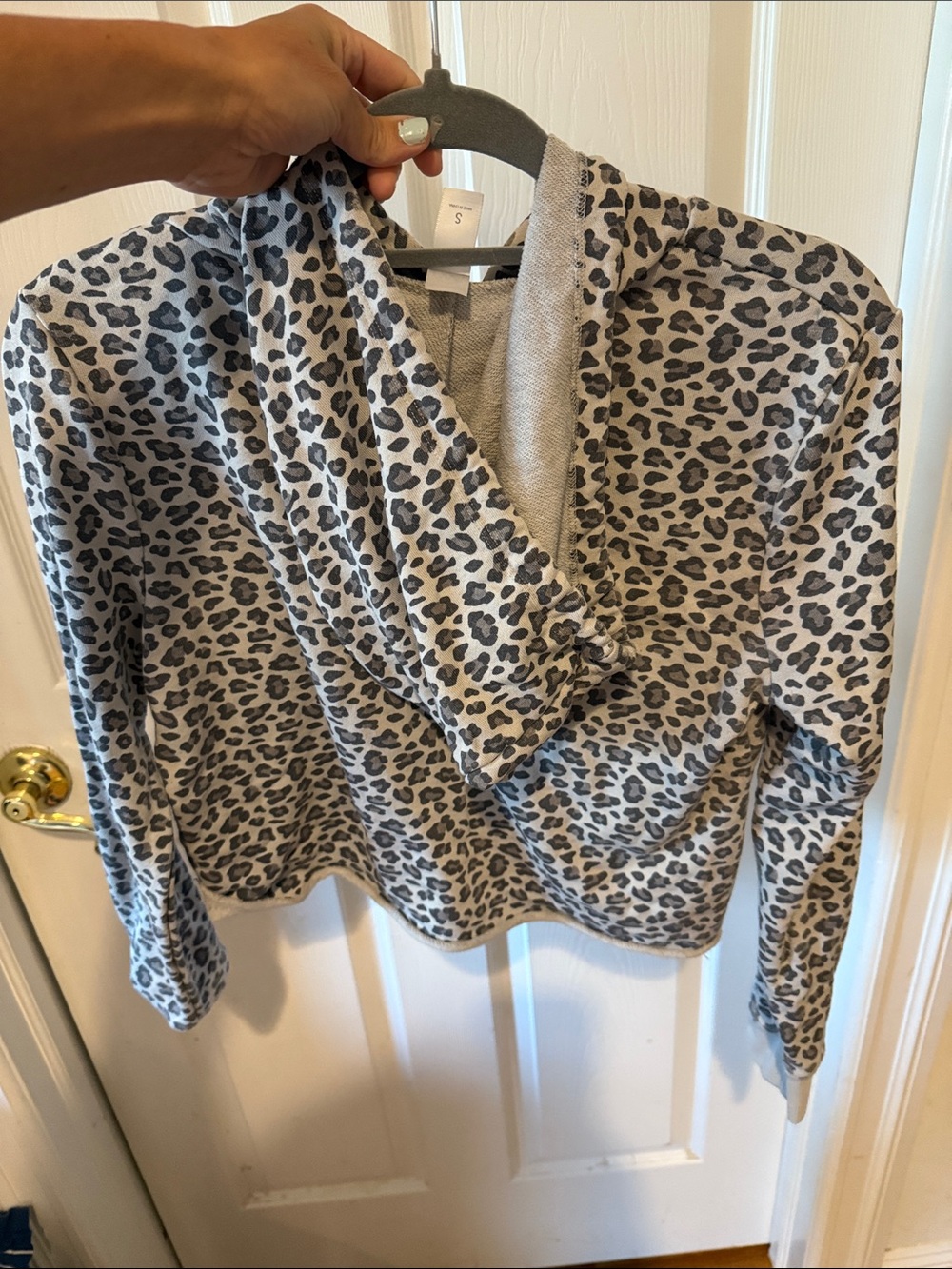 Alternative Leopard Print Hooded Pullover  Sweatshirt - Neutral Tones- small - Picture 2 of 3